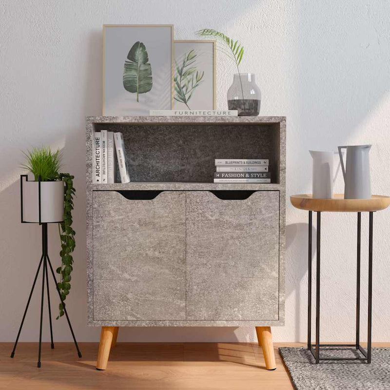 Servantă, gri beton, 60x30x72 cm, lemn prelucrat