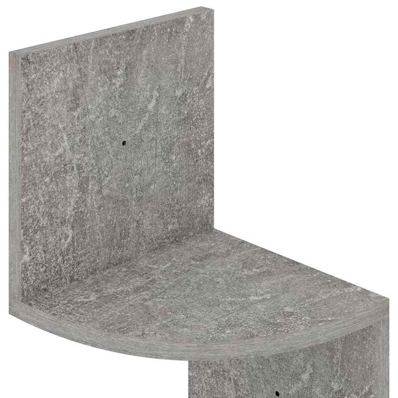 Raft de perete de colț, gri beton, 19x19x123 cm, lemn prelucrat