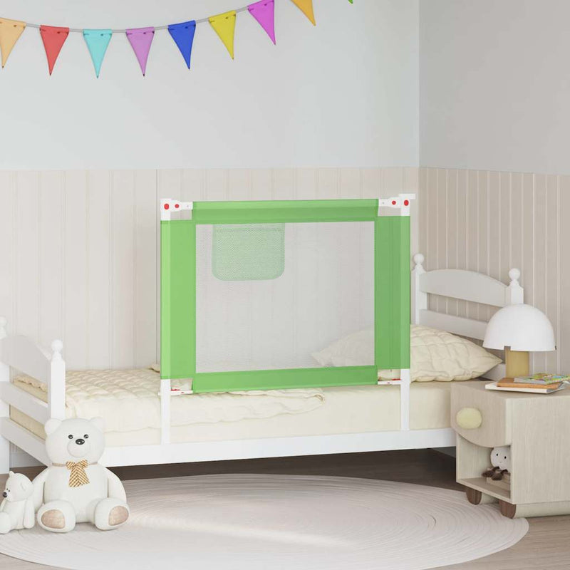 Balustradă de protecție pat copii, verde, 90x25 cm, textil