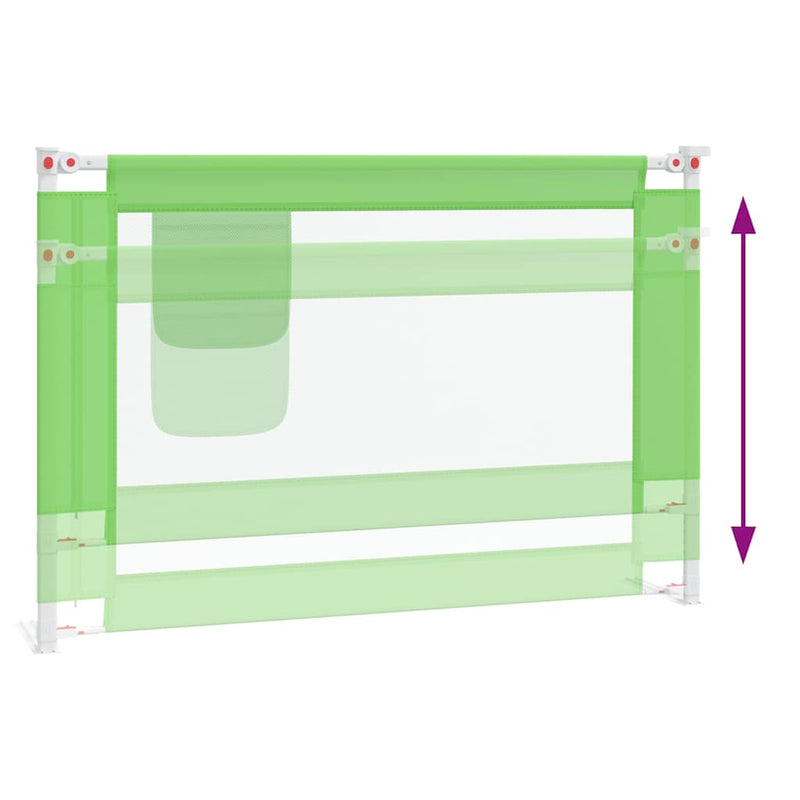 Balustradă de protecție pat copii, verde, 100x25 cm, textil