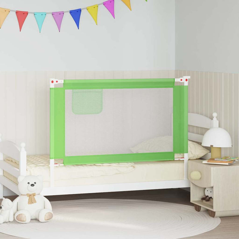 Balustradă de protecție pat copii, verde, 120x25 cm, textil
