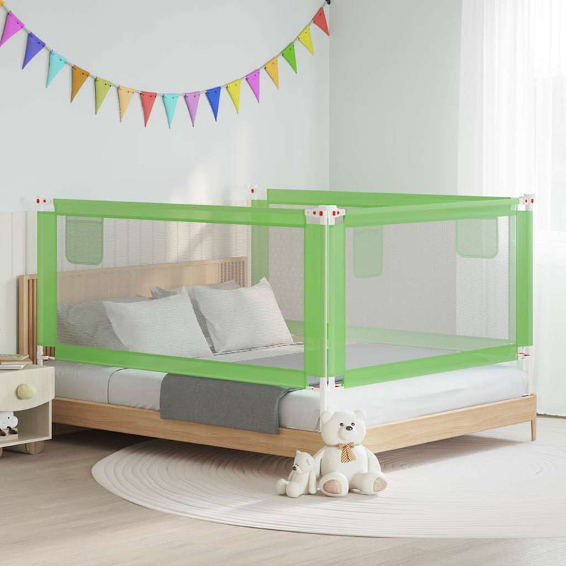 Balustradă de protecție pat copii, verde, 180x25 cm, textil