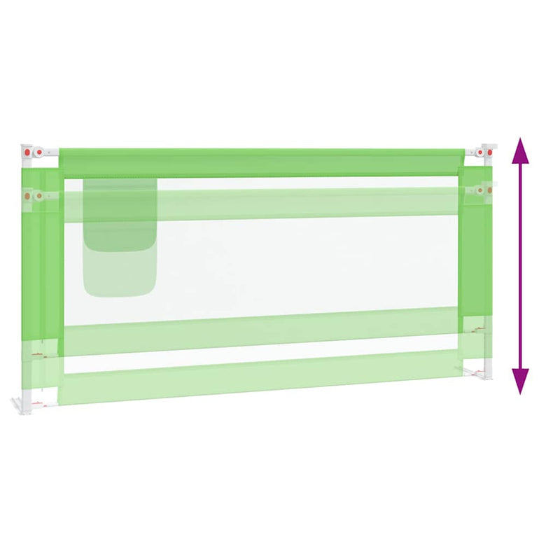 Balustradă de protecție pat copii, verde, 190x25 cm, textil