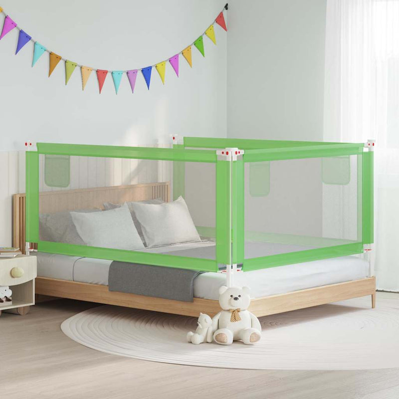 Balustradă de protecție pat copii, verde, 190x25 cm, textil