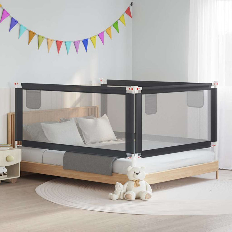 Balustradă de protecție pat copii, gri închis, 190x25 cm textil