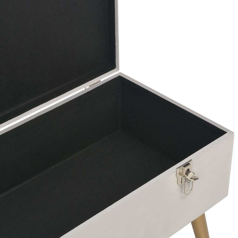 Bancă cu un compartiment de depozitare, gri, 80 cm, catifea