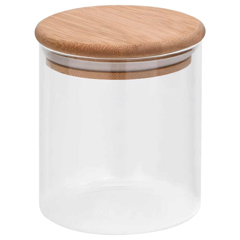 Borcane din sticlă depozitare, capac de bambus, 10 buc., 600 ml