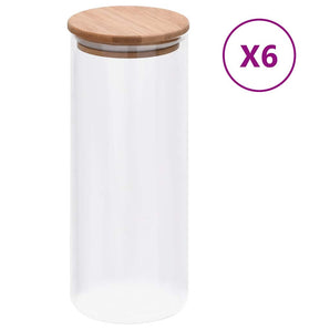 Borcane din sticlă depozitare, capac de bambus, 6 buc., 1000 ml