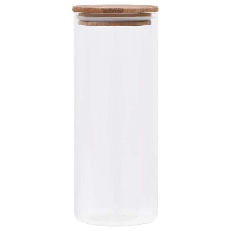 Borcane din sticlă depozitare, capac de bambus, 6 buc., 1000 ml