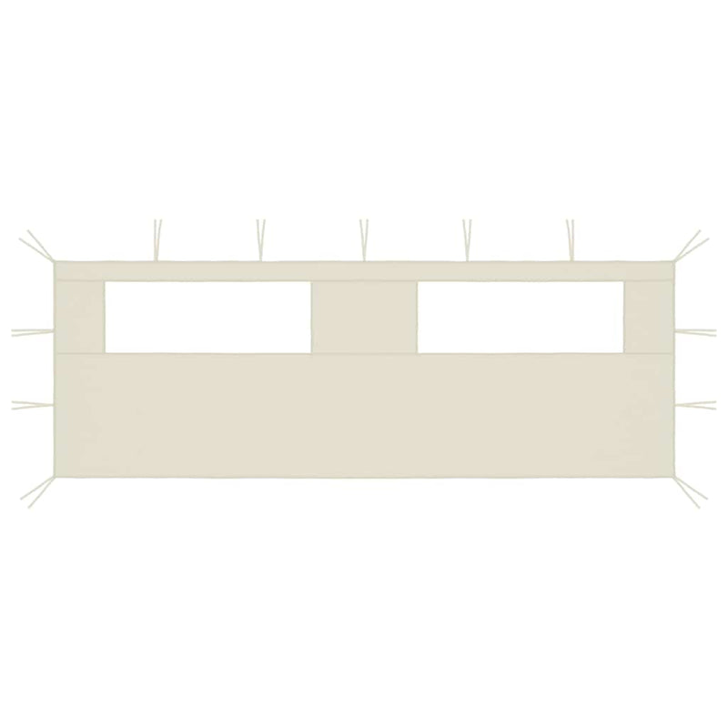 Perete lateral foișor cu ferestre, 6x2 m, crem