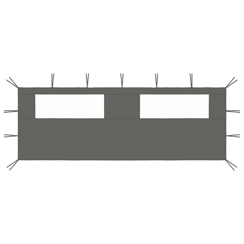 Perete lateral foișor cu ferestre, 6x2 m, antracit