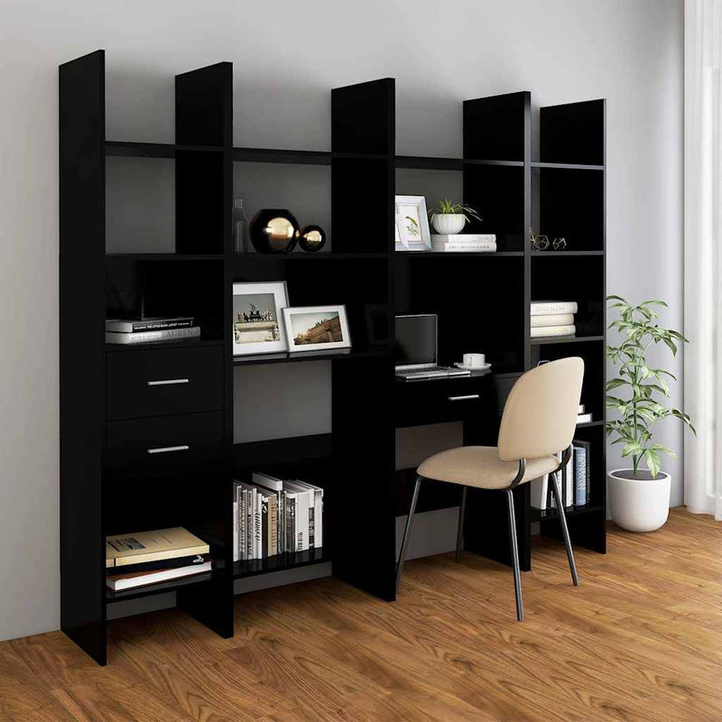 Bibliotecă, negru, 60x35x180 cm, lemn prelucrat