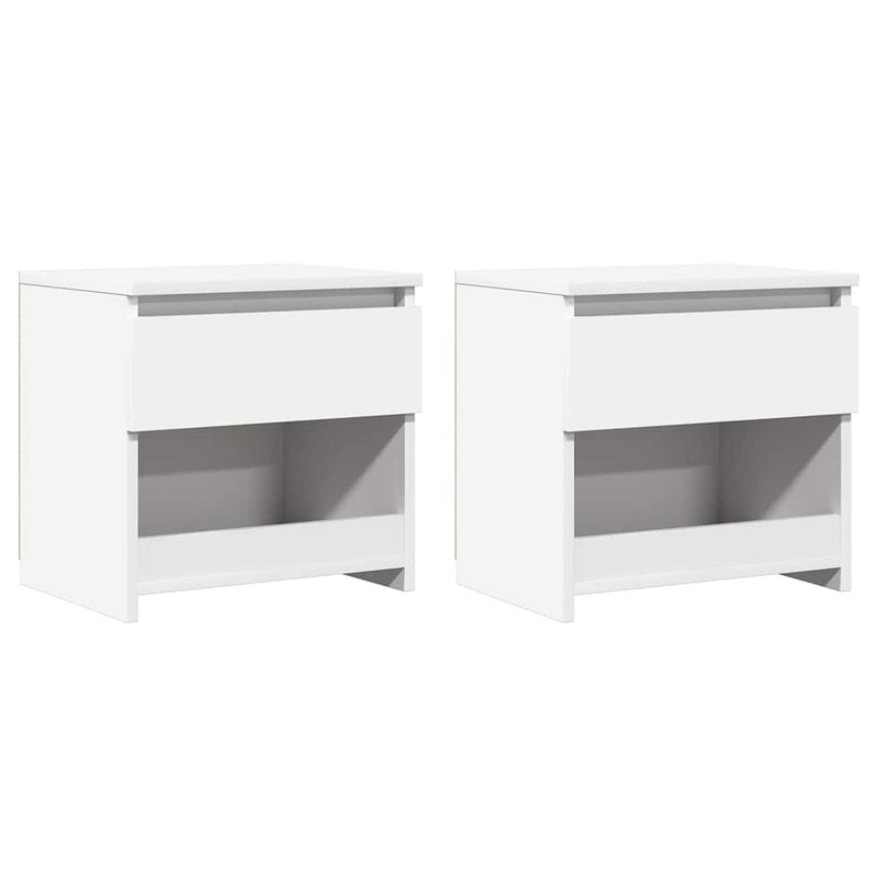 Noptiere, 2 buc., alb, 40x30x39 cm, lemn prelucrat