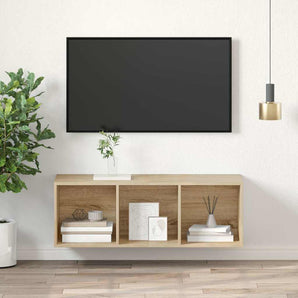 Dulap TV montat pe perete, stejar Sonoma, 37x37x107 cm, PAL