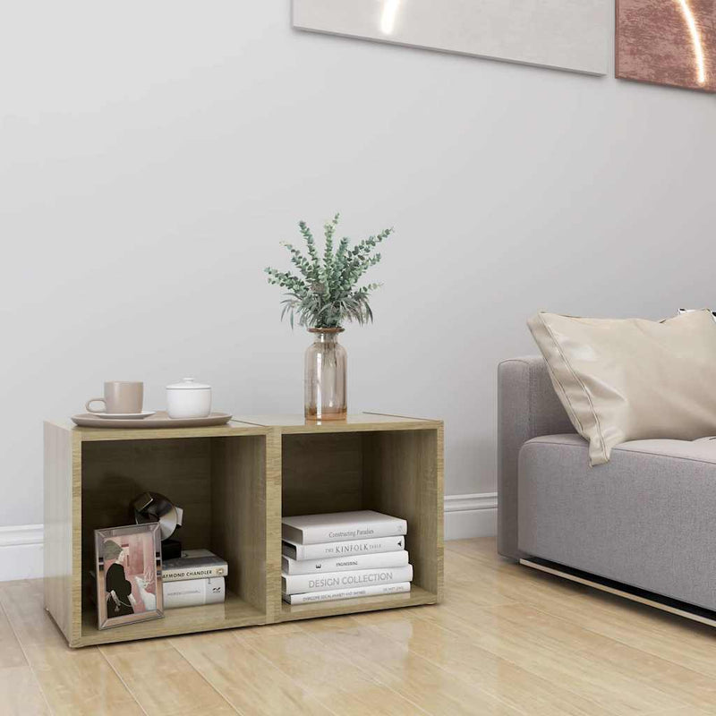 Comode TV, 2 buc., stejar sonoma, 37x35x37 cm, PAL