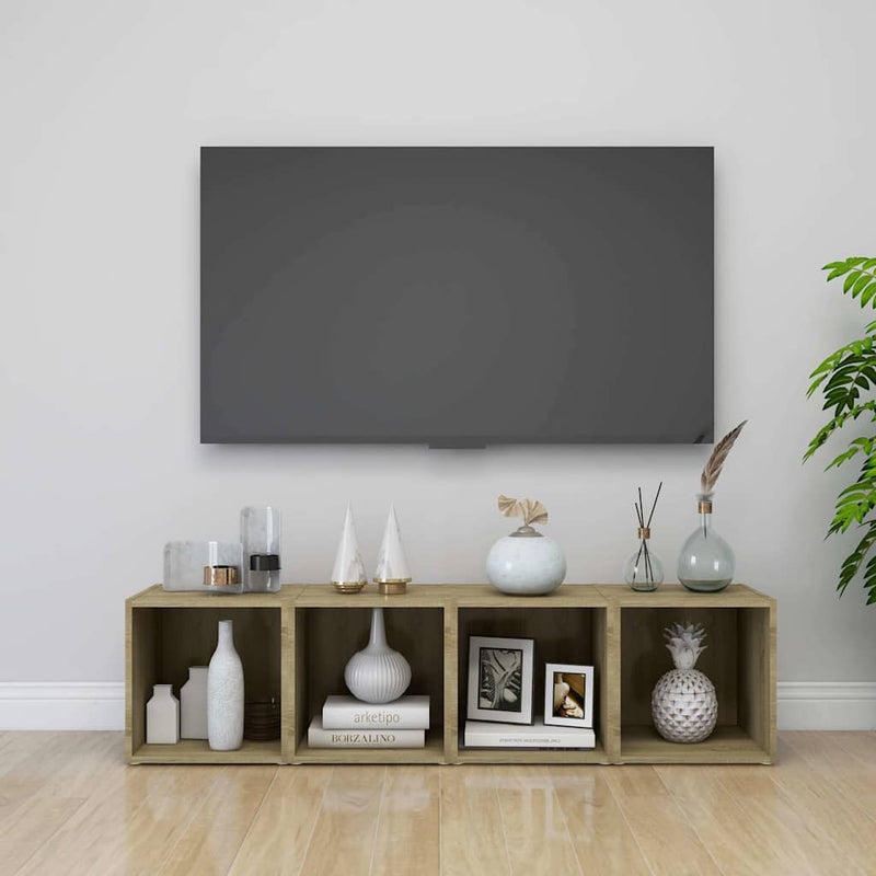Comode TV, 2 buc., stejar sonoma, 37x35x37 cm, PAL
