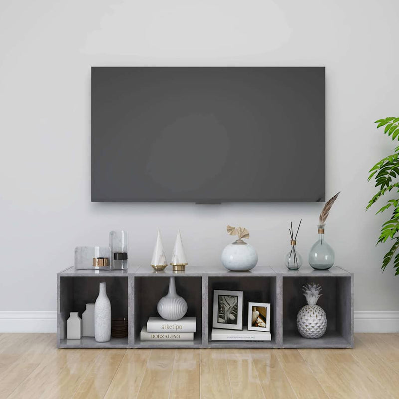 Comode TV, 2 buc., gri beton, 37x35x37 cm, PAL