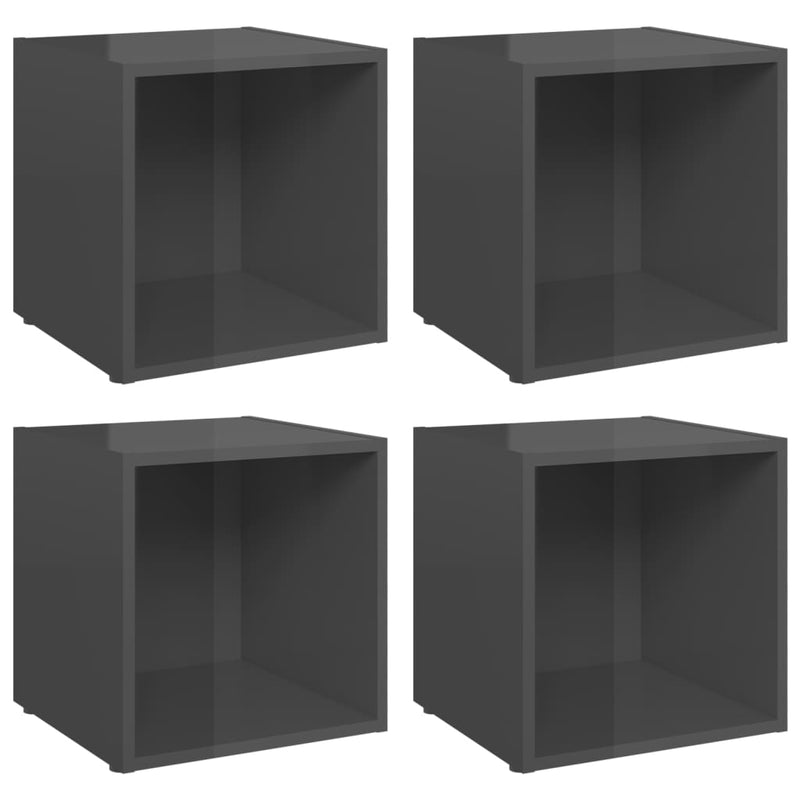 Comode TV, 4 buc., gri extralucios, 37x35x37 cm, PAL