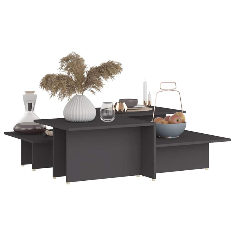 Mese de cafea, 2 buc., gri, 111,5x50x33 cm, lemn compozit