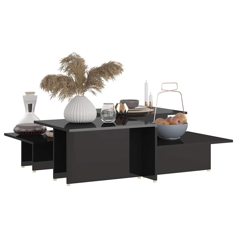 Mese cafea 2 buc negru extralucios 111,5x50x33 cm lemn compozit