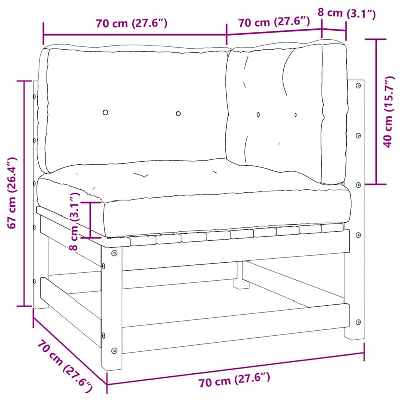 Set mobilier de grădină cu perne, 2 piese, alb, lemn masiv pin