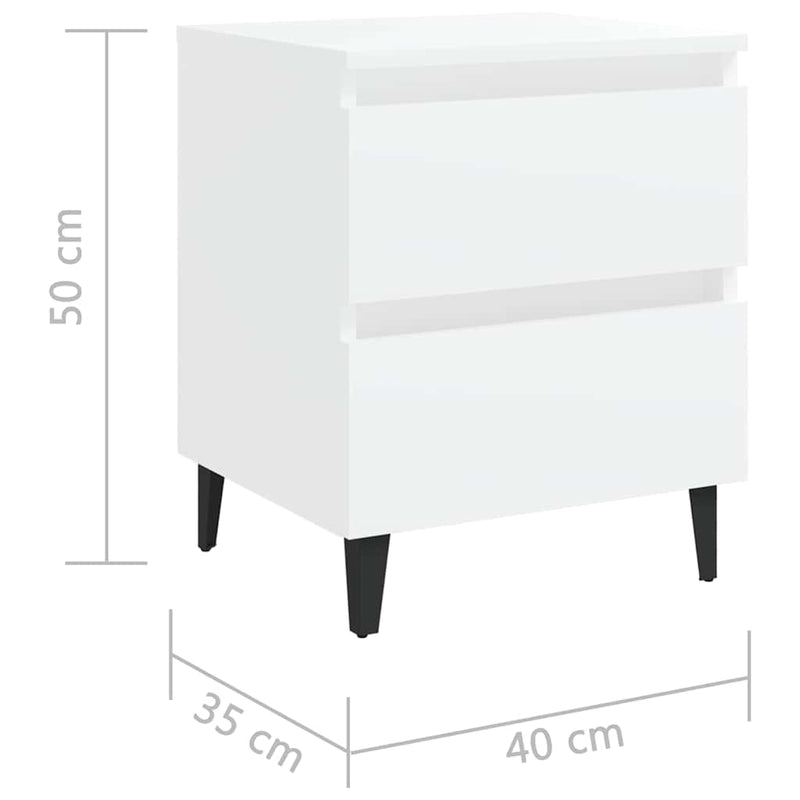 Noptiere, 2 buc., alb, 40x35x50 cm, PAL