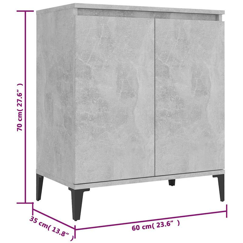 Servantă, gri beton, 60x35x70 cm, lemn prelucrat