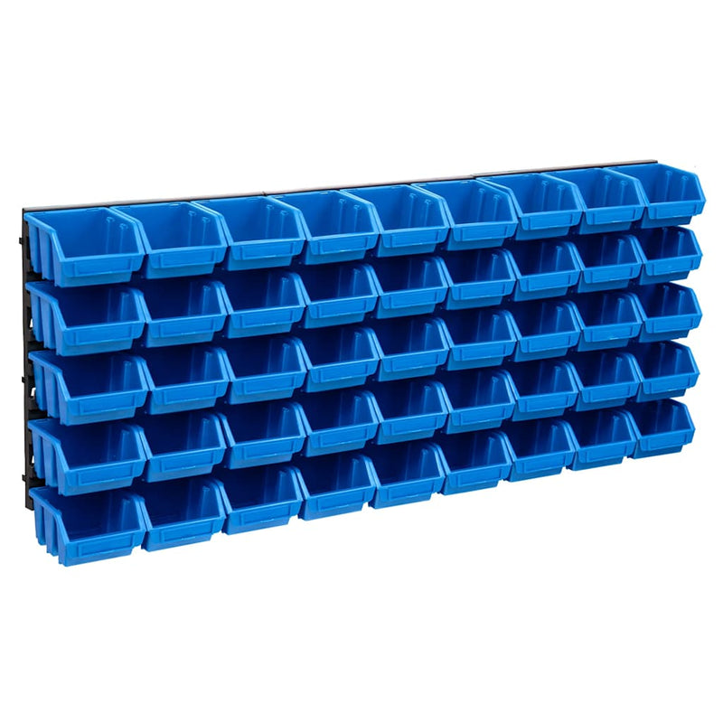 Set cutii depozitare, 48 piese, panouri perete, albastru&negru
