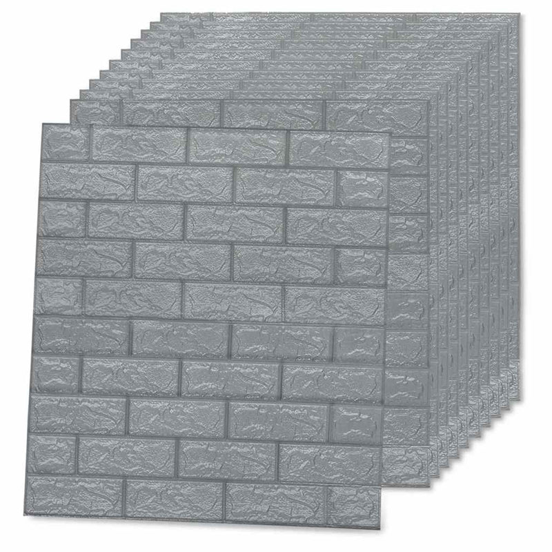 Tapet perete autocolant 3D, 40 buc., antracit, model cărămizi