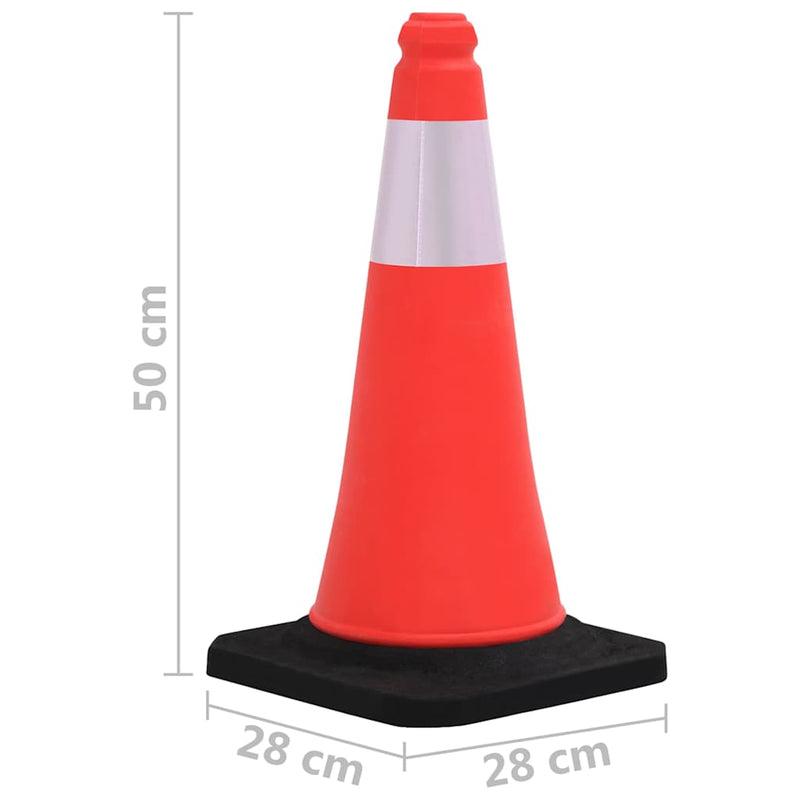 Conuri rutiere reflectorizante cu baze grele 4 buc. 50 cm