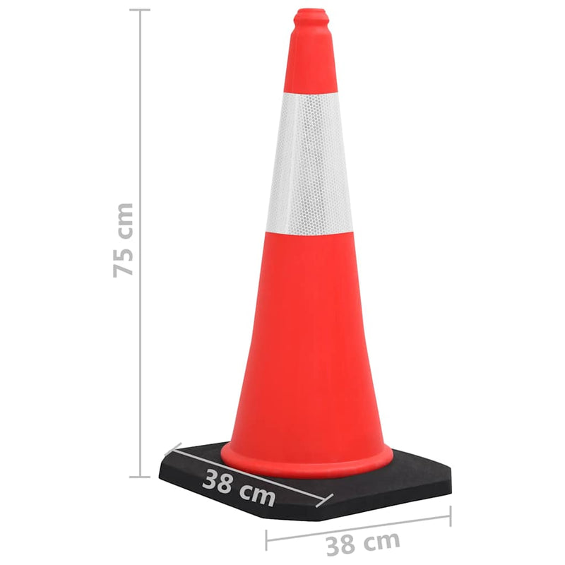 Conuri rutiere reflectorizante cu baze grele 4 buc. 75 cm