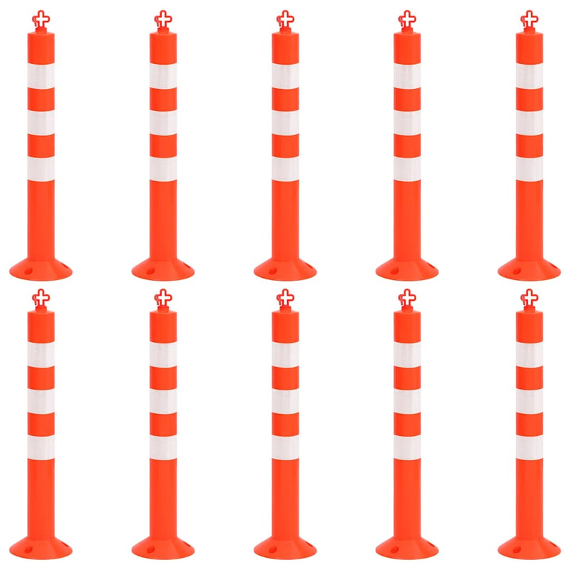 Bornă de control trafic cu lanţ, 10 buc., 75 cm, PE