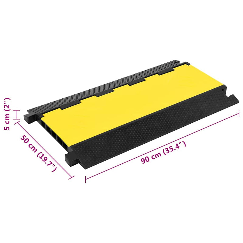 Rampă de protecție cabluri, 5 canale, 90 cm, cauciuc