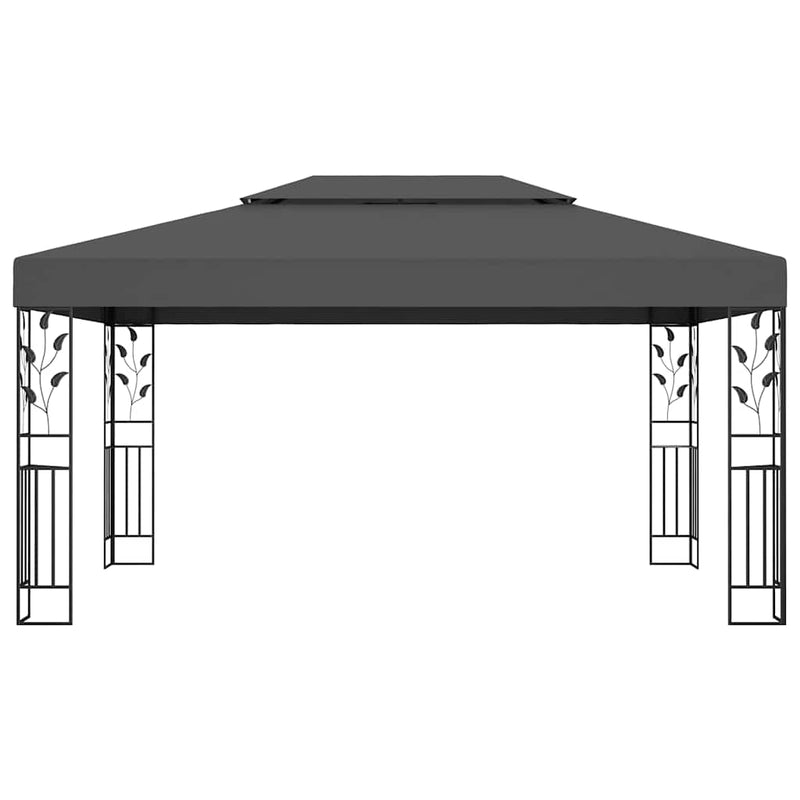 Pavilion cu acoperiș dublu&șiruri de lumini LED,antracit, 3x4 m