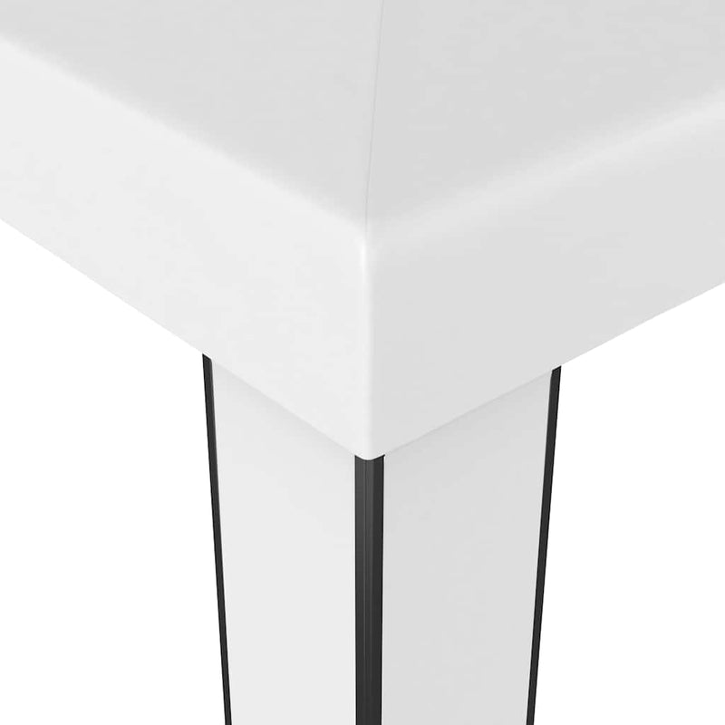 Pavilion cu acoperiș dublu & șiruri de lumini LED, alb, 3x3 m