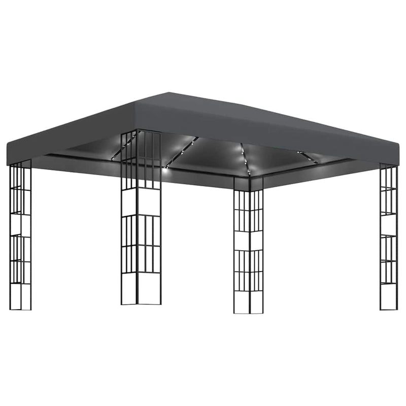 Pavilion cu șir de lumini LED, antracit, 3x4 m