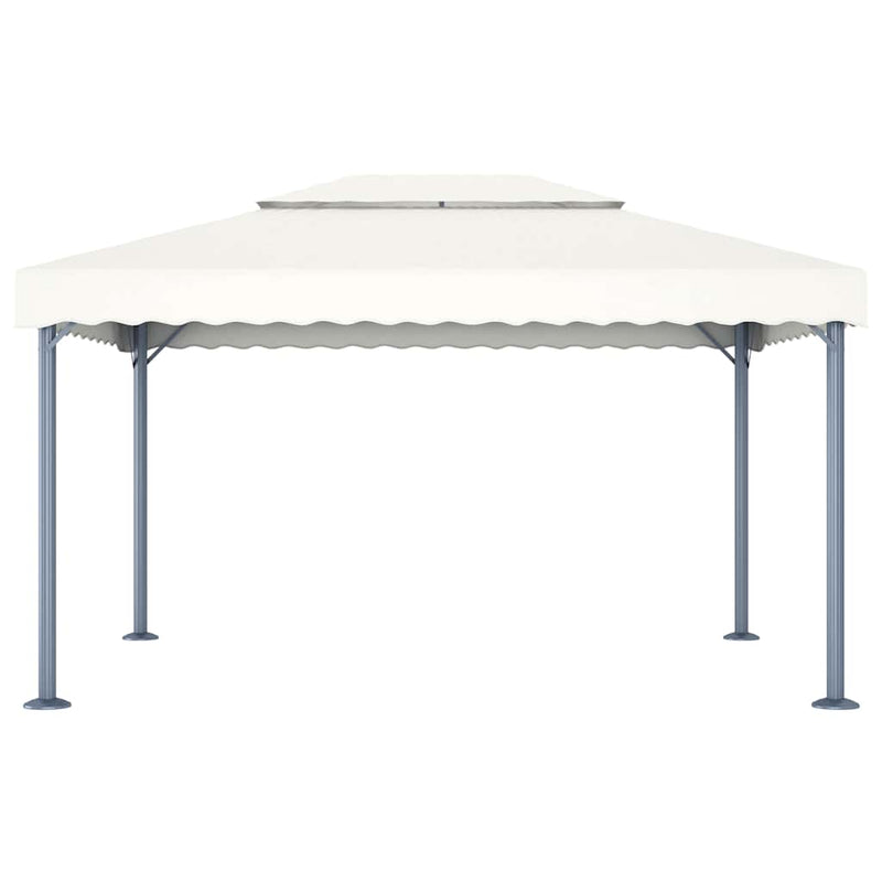 Pavilion cu șiruri lumini LED, crem, 400x300 cm, aluminiu