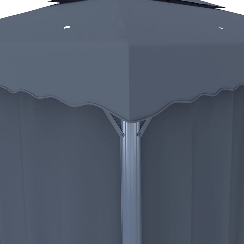 Pavilion cu perdele & șiruri lumini LED, antracit, 4x3 m