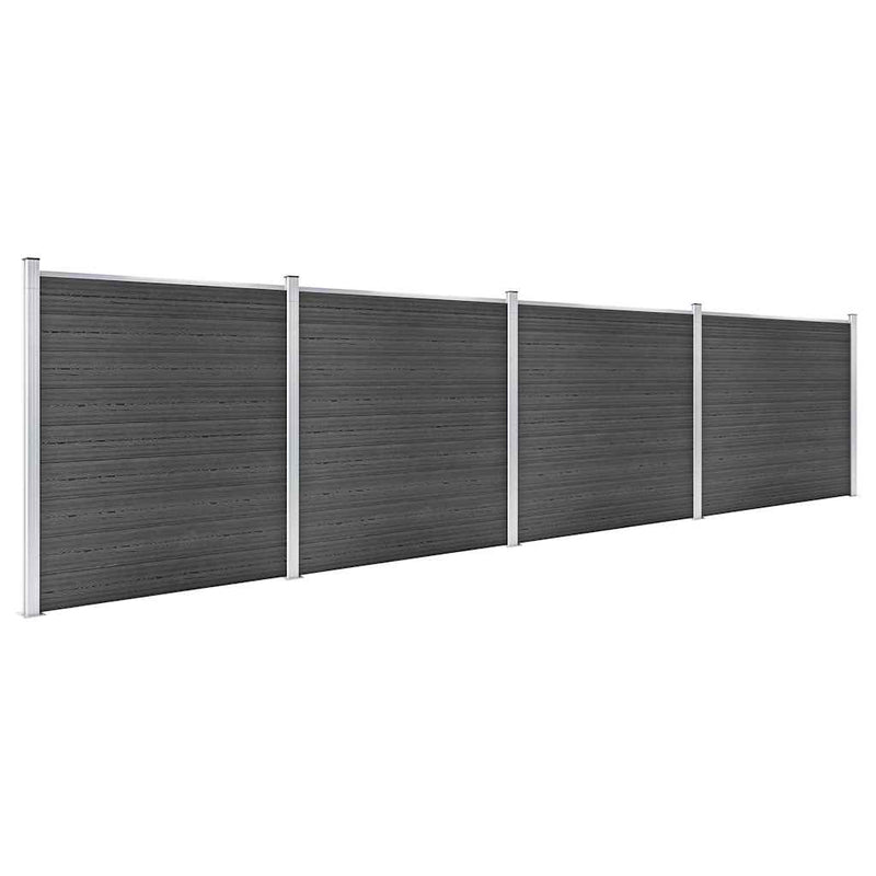 Set de panouri de gard, negru, 699x186 cm, WPC