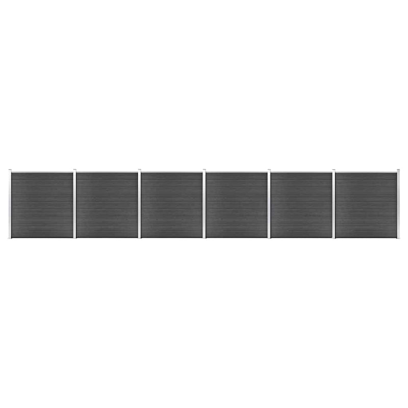 Set de panouri de gard, negru, 1045x186 cm, WPC