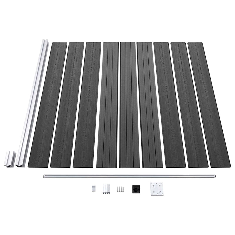 Set de panouri de gard, negru, 1218x186 cm, WPC