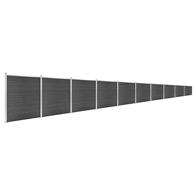 Set de panouri de gard, negru, 1737x186 cm, WPC