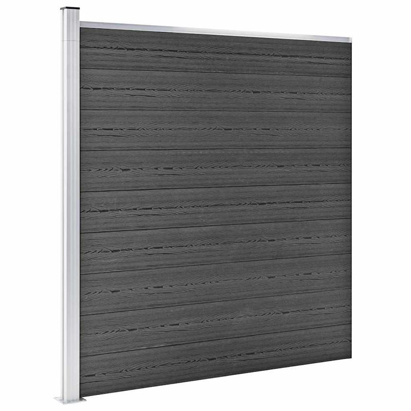 Set de panouri de gard, negru, 446x (105-186) cm, WPC