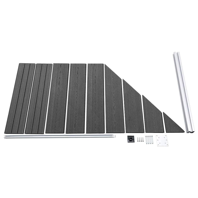 Set de panouri de gard, negru, 446x (105-186) cm, WPC