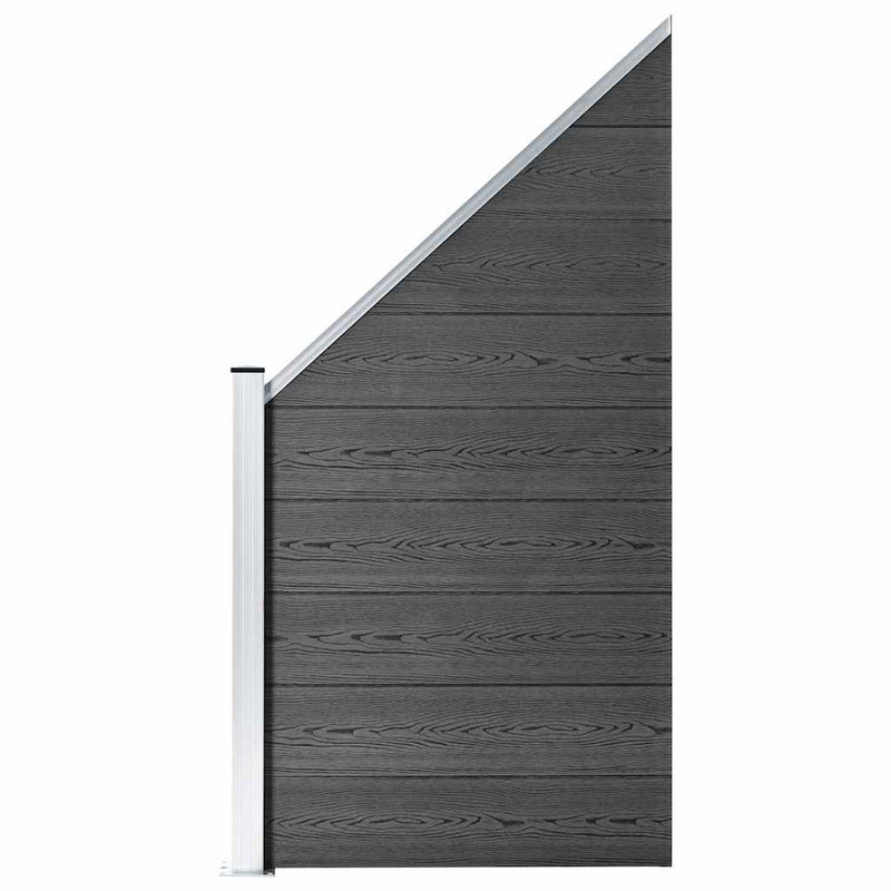 Set de panouri de gard, negru, 965x(105-186) cm, WPC