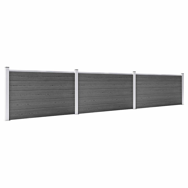 Set de panouri de gard, negru, 526 x 105 cm, WPC