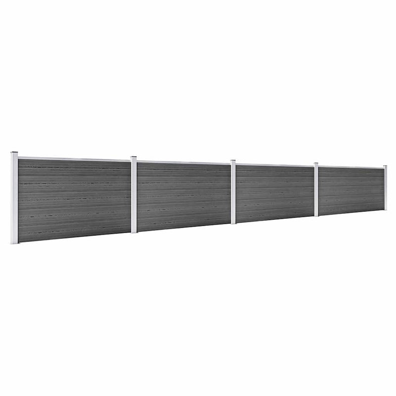 Set de panouri de gard, negru, 699 x 105 cm, WPC