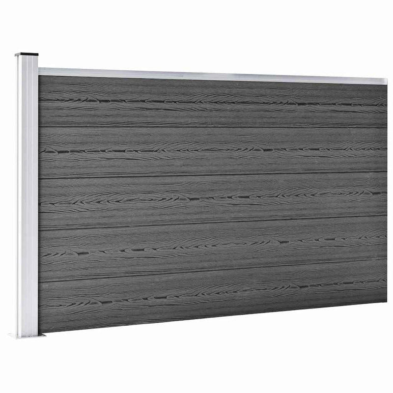 Set de panouri de gard, negru, 699 x 105 cm, WPC