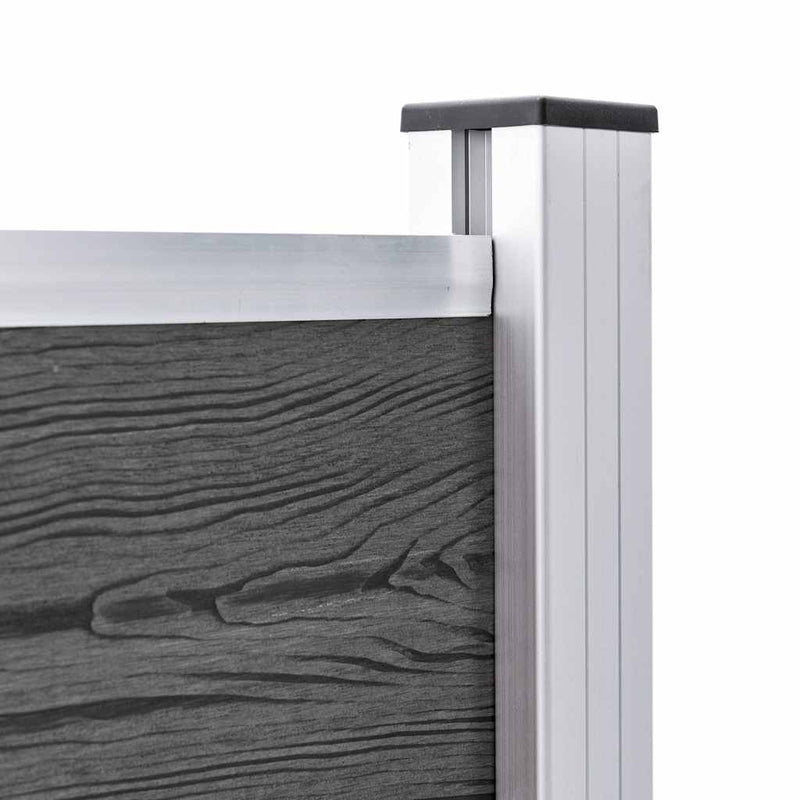 Set de panouri de gard, negru, 699 x 105 cm, WPC