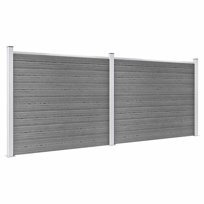 Set panouri gard, 353x146 cm, gri, WPC